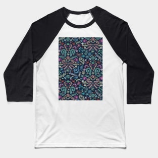 Colored Chalk Floral Doodle Pattern Baseball T-Shirt